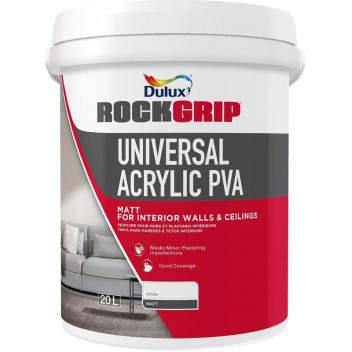 PAINT PVA WHITE UNIVERSAL ACRYLIC ROCKGRIP 5L DULUX