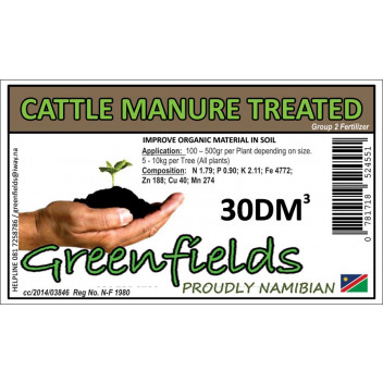 GREENFIELDS ORGANIC CATTLE MANURE FERTILIZER 30DM