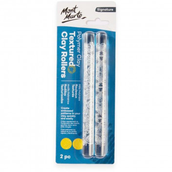 MONT MARTE POLYMER CLAY TEXTURED ROLLERS ACRYLIC 2 PIECE