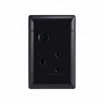 NEU BLACK SINGLE HORIZONTAL SOCKET SWITCH 50X100MM