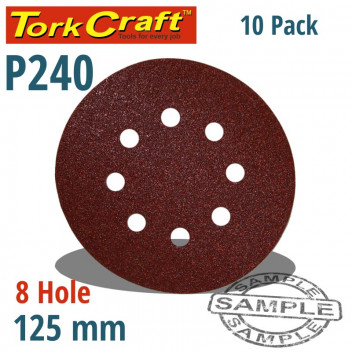 VELCRO SANDING DISC WITH HOLES 125MM 240 GRIT 10 PER PACK