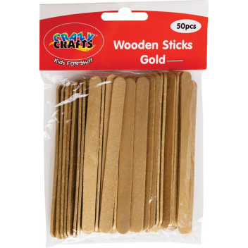 GOLD WOODEN CRAFT STICK GOLD 112MM 50PIECE