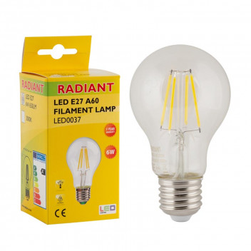 EUROLUX LED BULB CLEAR FILAMENT A60 E27 6W 3000K