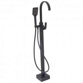 SQUARE BLACK FREE STANDING BATH MIXER.
