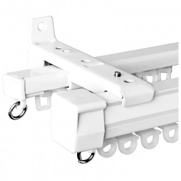 ALUMINIUM DOUBLE RACER CURTAIN TRACK WHITE 2M