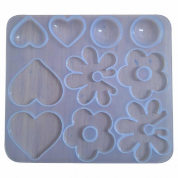 CRAFT SILICONE MOULD HEARTS AND FLOWERS 200X150X25MM