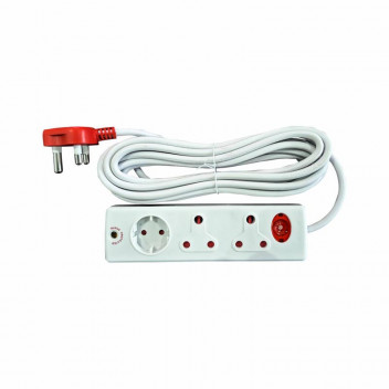 ELECTRICMATE WHITE MEDIUM SURGE PROTECT EXTENSION LEAD 3M