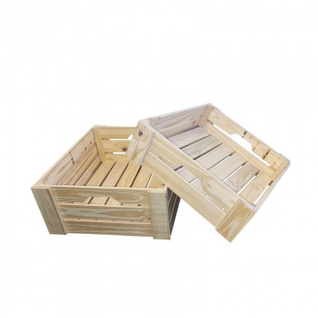 HIGH PINE VEGETABLE WOOD BASKET 450X185