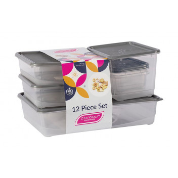 CONTOUR CHARCOAL PLASTIC CONTAINER SET 12 PIECE
