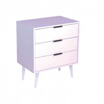 DIANA MELAMINE WHITE/CONEW 3 DRAWER CHEST 700X605X400MM