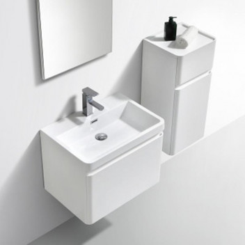 CLEAR CUBE WHITE MILAN SINGLE DRAWER CABINET 600MM