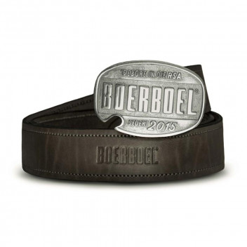 BRASS BUCKLE WITH SILVER FINISH BLACK LEATHER BELT SIZE 32