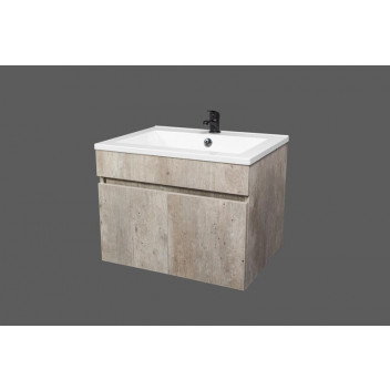 GREY WALL HUNG ZAMBEZI CABINET WITH BASIN 600X460X440MM