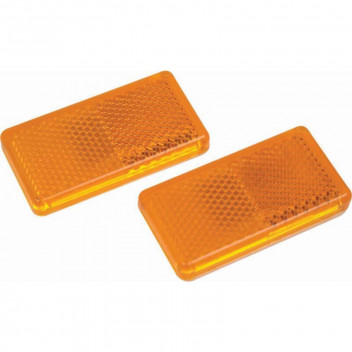 MOTOQUIP AMBER OBLONG SELF ADHESIVE REFLECTOR (PAIR)