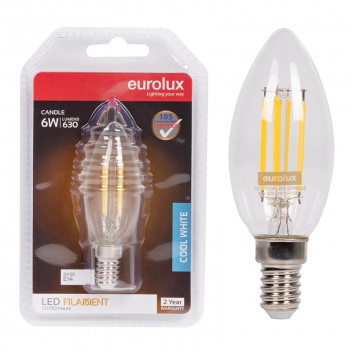 EUROLUX LED BULB FILAMENT CANDLE E14 6W 4000K