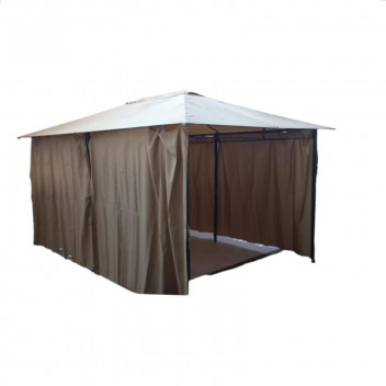 PAVILLION GARDEN GAZEBO WITH GREY SIDE WALL H2.55M 3X4M