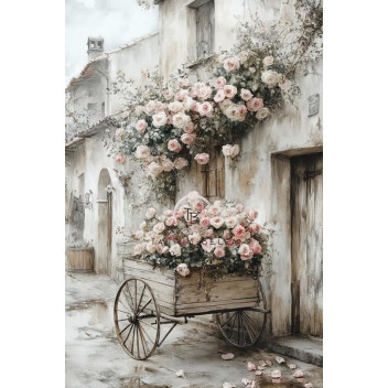 VINTAGE ROSE WAGON DECOUPAGE A4