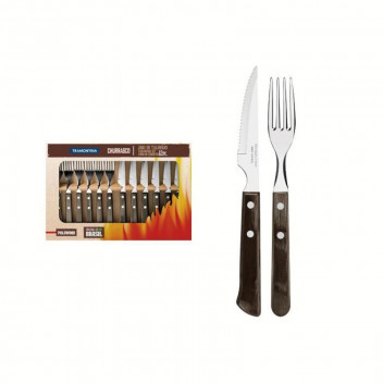 TRAMONTINA CUTLERY BRAAI SET 12PC POLY BROWN