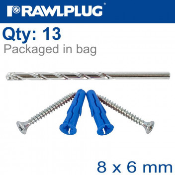SAFE TOP BASKET HANGING KIT WITH SCREWS AND 8MM DRILL BIT 6PP