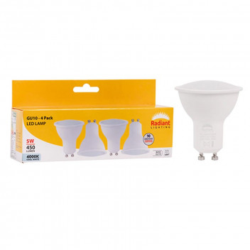RADIANT BULB LED GU10 5W DIMM 4PP 4000K