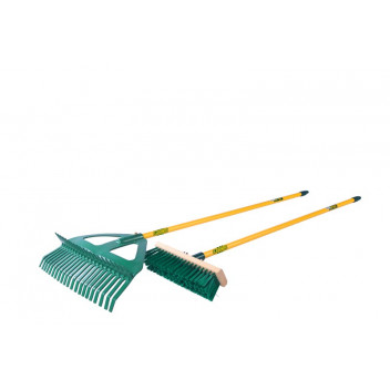 LASHER COMBINATION RAKE AND BROOM GARDEN TOOL