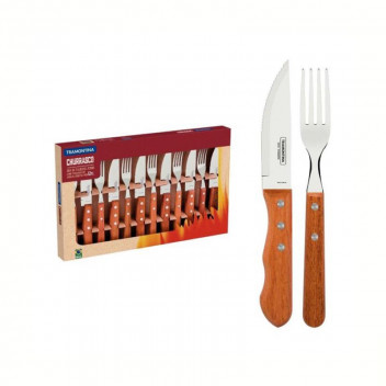 TRAMONTINA CUTLERY BRAAI SET 12PC WOOD BROWN