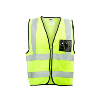 DROMEX LIME ID POCKET AND ZIP REFLECTIVE VEST SMALL