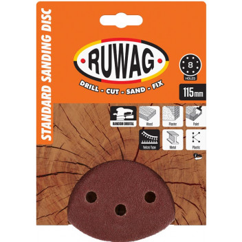 RUWAG RANDOM ORBIT SANDING DISCS 115MM P120 5PP