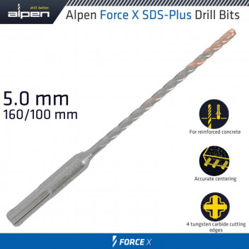 ALPEN FORCE X 5.0 X 160/100 SDS-PLUS DRILL BIT X4 CUTTING EDGES