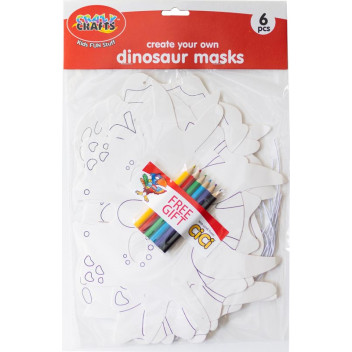 MAKE YOUR OWN MASK CRAFT DINOSAUR INCL 2XPENCILS 3 X DIFF MASKS