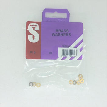 FLAT BRASS WASHER 3MM 10PER PACK