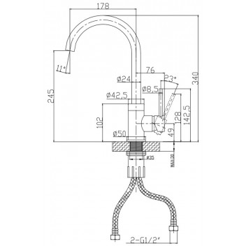BIJIOU GOLD STYLET DECK TYPE SINK MIXER