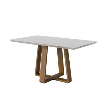 OFF WHITE/NATURE GLASS TOP DINING TABLE 1600X900MM