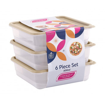 CONTOUR KALAHARI PLASTIC CONTAINER SET 3X600ML