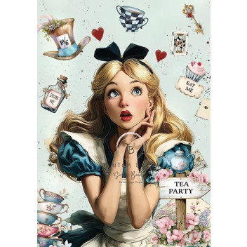 ADVERTUROUS ALICE DECOUPAGE A3