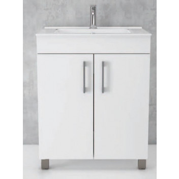FREESTANDING WHITE DOUBLE DOOR WOOD BATHROOM CABINET 820X610X470MM