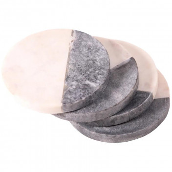 MARBLE GREY CERAMIC COASTER 4PIECE