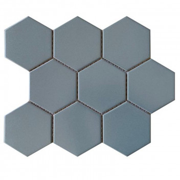 LARGE HEXAGONAL TEAL MATT MOSAIC 295X256MM