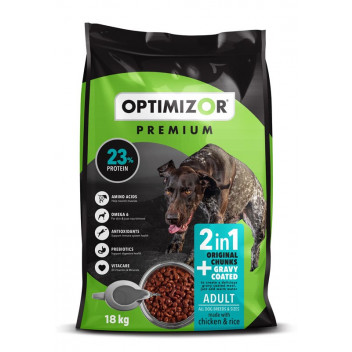 OPTIMIZOR PREMIUM DOG FOOD PLUS GRAVY COATED 18KG