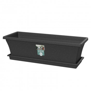 SEBOR CHARCOAL PLASTIC SILL PLANTER AND SAUCER 50CM