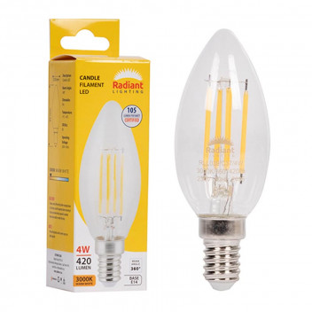 RADIANT LED FILAMENT CANDLE BULB E14 4W