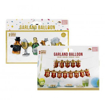 HAPPY BIRTHDAY ASSORTED BALLOON PARTY BANNER