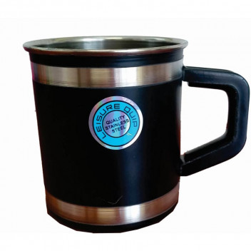 MOTOQUIP MUG WITH HANDLE STAINLESS STEEL BLACK MATT FINISH 9CM