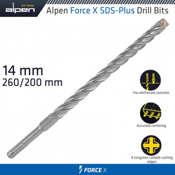 ALPEN FORCE X 14.0 X 260/200 SDS-PLUS DRILL BIT X4 CUTTING EDGES