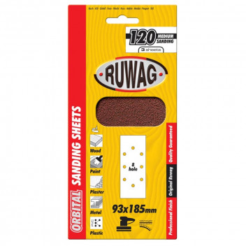 RUWAG ORBITAL SANDING SHEETS P120 93X230MM 3PP