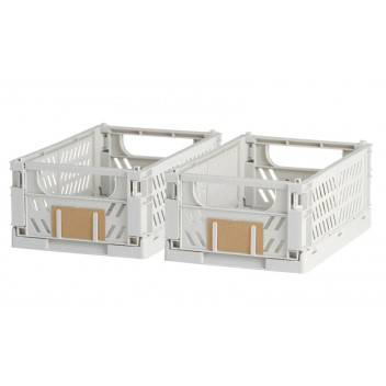 FOLDABLE LIGHT GREY STORAGE BOX 25X16.5X10CM 2PIECE