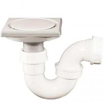 TRAP SHOWER 100X100MM WHITE GRATE OUTLET 40MM SEAQUAL.
