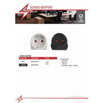 ELECTRICMATE SCHUKO ADAPTOR