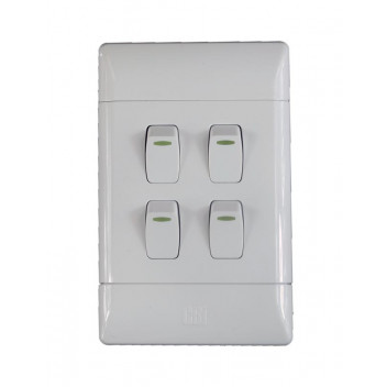 CBI WHITE 4LEVER 1WAY LIGHT SWITCH 50X100MM