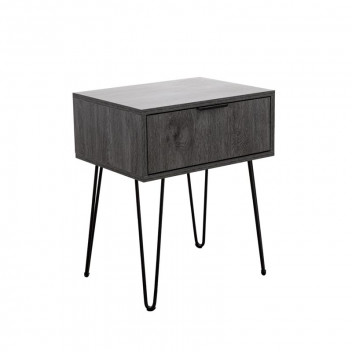 MILAN FOIL CHARCOAL BEDSIDE TABLE 617X514X393MM